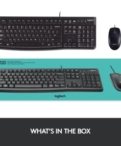 Logitech MK120 Wired Keyboard and Mouse Combo for Windows, Optical Wired Mouse, Full-Size Keyboard, USB Plug-and-Play, Compatible with PC, Laptop - Black 26 61HzhHY30LL