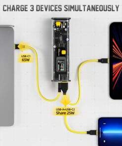 Shargeek Portable Charger, Storm 2 100W 25600mAh Laptop Power Bank, World's First See Through Battery Pack with IPS Screen, DC & 2 USB C & USB Ports for MacBook Pro/Dell XPS, iPad/iPhone 13 and More 30 61I0 kvl3xL