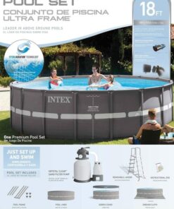 Intex 18ft X 52in Ultra Frame Pool Set with Sand Filter Pump, Ladder, Ground Cloth & Pool Cover 30 61I0fneP8qL 1