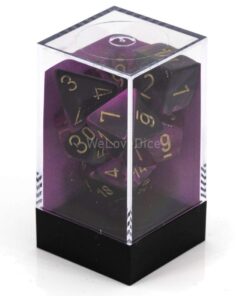 Alternative view of Chessex Manufacturing Cube Gemini Set Of 7 Dice - Black & Purple With Gold Numbering CHX-26440