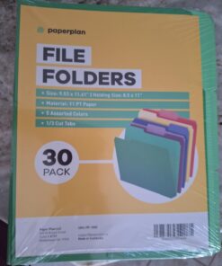 Colored File Folders - Colored Folders - Colored File Folders Letter Size - File Folders - File Folders Letter Size - Color File Folders - Color Folders - (30 Pack, 8.5 x 11", 1/3 Cut Tabs, 5 Colors) 30 Pack 26 61I3plgnnlL
