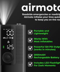Airmoto Tire Inflator Portable Air Compressor/Pump for Car Tires w/Digital Tire Pressure Gauge - Air Compressor (120 PSI) - Motorcycle, Electric Bike Pump and Bicycle Pump w/LED Light 33 61I5N1pBK L