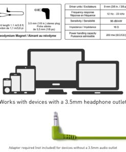Panasonic ErgoFit Wired Earbuds, In-Ear Headphones with Dynamic Crystal-Clear Sound and Ergonomic Custom-Fit Earpieces (S/M/L), 3.5mm Jack for Phones and Laptops, No Mic - RP-HJE120-G (Green) Green 24 61I71lQ0JEL
