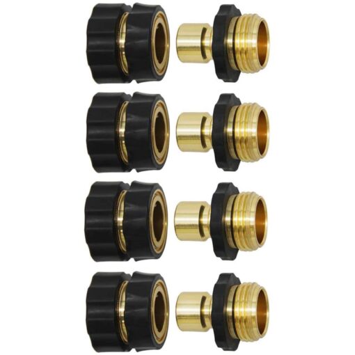 Twinkle Star 3/4 Inch Garden Hose Fitting Quick Connector Male and Female Set, 4 Set 4 Sets