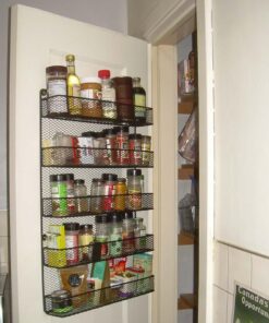 Spice Rack Organizer – Space Saving Wall Mount 5-Tier Wire Shelves for Pantry or Cabinets – Kitchen Organization and Storage by Home-Complete (Black) 35 61I9342FYyL