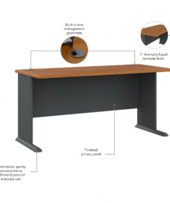 Bush Business Furniture Series A 60W Desk in Natural Cherry and Slate 13 61I94ejILL