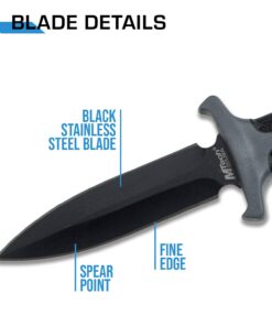 MTech USA – Fixed Blade Knife – Neck Knife - Black Blade, Black and Grey Nylon Fiber Handle, Includes Nylon Fiber Sheath w/ Ball Chain - Hunting, Camping, Survival, Tactical – MT-20-14GY,Black/Grey Black/Grey 25 61IA5Nif4ZL