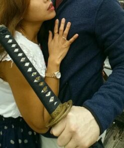 Handmade Sword - Fully Functional Samurai Katana Sword, 1045 Carbon Steel, Hand Forged Heat Tempered, Full Tang, Sharp, Brass Musashi Tsuba, Black Scabbard 31 61IAEM7N L