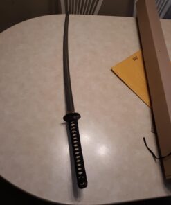 Makoto Hand Forged Razor Sharp 41" Black Samurai Katana Sword - Hand Painted High Gloss Black Scabbard Dragon_Round Tsuba 25 61IJHY1eM6L