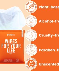 HyperGo Full-Body Rinse-Free Hypoallergenic Biodegradable Bathing Wipes –All Natural, Refreshing Anytime Anywhere, Post Workout, Camping, Travel, Daily Life, 12”x12” X-Large 20-count, Unscented 1 Pack 20 Count (Pack of 1) 20 61ILMzD6p9L