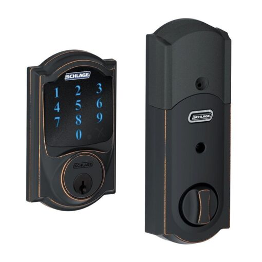 SCHLAGE Connect Camelot Touchscreen Deadbolt Smart Lock w/ Alarm (Aged Bronze) Aged Bronze