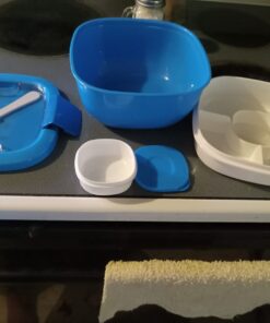 Bentgo® All-in-One Salad Container - Large Salad Bowl, Bento Box Tray, Leak-Proof Sauce Container, Airtight Lid, & Fork for Healthy Adult Lunches; BPA-Free & Dishwasher/Microwave Safe (Blue) Blue 40 61IO5jDlIJL