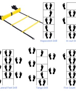 Ohuhu Agility Ladder Speed Training Set 12 Rung 20ft Exercise Ladders with Ground Stakes for Soccer Football Boxing Footwork Sports Fitness Training Ladder with Carry Bag Yellow 23 61IPRN4aZL