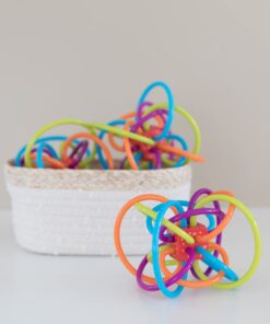 Manhattan Toy Winkel Rattle & Sensory Teether Toy, Blue/Green/Orange, 5 Inch x 4 Inch x 3.5 Inch 22 61IQeqCWIqL