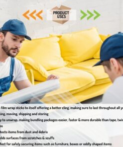 PSBM Stretch Wrap, 4 Pack, 18 Inch x 2000 Feet, 60 Gauge, Clear Plastic Cling, Cast Hand Stretch Film Rolls for Packaging Moving Packing Pallets 60 GA 12 61IRkyc0PtL