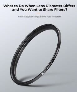 K&F Concept 18 Pieces Filter Ring Adapter Set, Camera Lens Filter Metal Stepping Rings Kit (Includes 9pcs Step Up Ring Set + 9pcs Step Down Ring Set) Black 19 61ISGMjqRiL 1