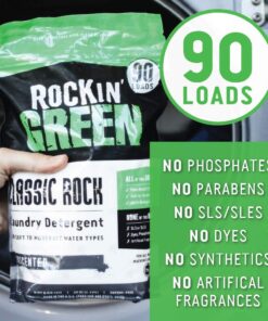 Rockin' Green Laundry Detergent, Plant based, All Natural Laundry Detergent Powder, Vegan and Biodegradable Odor Fighter, Safe for Sensitive Skin (Classic Rock 90 Loads - Unscented) 14 61ITAoYdQjL