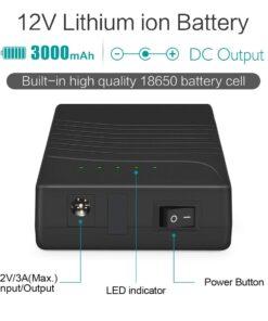 TalentCell Rechargeable 12V DC Output Lithium ion Battery Pack for LED Strip/Light/Panel/Amplifier and CCTV Camera with Charger, Multi-led Indicator Black (3000mAh) 19 61IUjiQPvDL