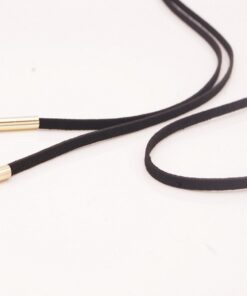 WaMLFac Alloy & Faux Leather Handmade Long Elastic Tassel Necklace, Black, 63-Inch Black Long 21 61IWCwCz3JL 1