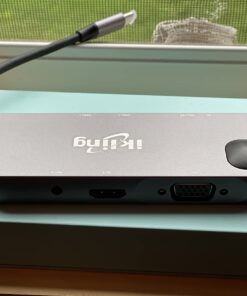 ikling USB C Hub, 9-in-1 USB C Adapter with 4K USB C to HDMI, VGA, Gigabit Ethernet, 100W PD, 2 USB-A 5 Gbps, MicroSD/SD Card Reader, USB C Dock for Most Type-C Devices 9 IN 1 HUB 42 61IX1KOuMrL