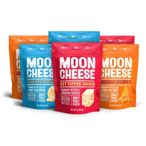 Moon Cheese Bites Bundle, Cheddar Believe It, Oh My Gouda & Get Pepper Jacked, 2-Ounce, 6-Pack, Lunch or After-School Snack 2 Ounce (Pack of 6)