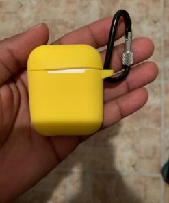 SATLITOG AirPods Case Cover with Secure Lock Keychain, Protective Silicone Cover Compatible with Apple AirPods 2nd & 1st Charging Case - Yellow 64 61IYND3QxQL 1