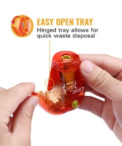 Bostitch Office Twist-n-Sharp Pencil Sharpener, for Kids & Colored Pencils, Assorted Colors (PS1-ADJ) 40 61Ie02NMgcL