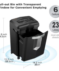 Bonsaii Paper Shredder, 18-Sheet 60-Minutes Paper Shredder for Office Heavy Duty Cross-Cut Shredder with 6 Gallon Pullout Basket & 4 Casters (C149-C) 1 8 Sheet Cross Cut 26 61IeO4MRLVL