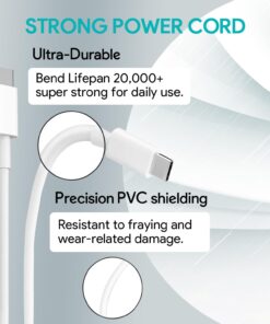 Mac Book Pro Charger - 96W USB C Charger Fast Charger for USB C Port MacBook pro & MacBook Air, ipad Pro, Samsung Galaxy and All USB C Device, 6.6 ft USB C to USB C Cable Included White-96W 30 61IgJImXBmL