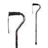 Carex Ergo Offset Cane with Soft Cushioned Handle - Adjustable Walking Cane for Women - Black Cane with Floral Pattern and Flowers, Black Floral
