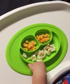 ezpz Mini Mat (Lime) - 100% Silicone Suction Plate with Built-in Placemat for Infants + Toddlers - First Foods + Self-Feeding - Comes with a Reusable Travel Bag - 6 Months+ Lime 29 61IjZmRjyHL