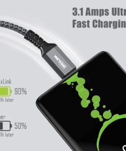 Alternative view of BrexLink USB C Cable, Type C Charger USB 3A Charging Cable Fast Charge for Samsung Galaxy S22 Plus Ultra S21 S22 Plus, Moto G7 G8, Other USB Type c Charger (6.6ft+6.6ft, Grey)… 6.6ft+6.6ft