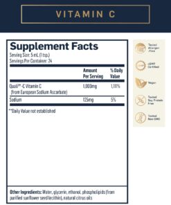 Quicksilver Scientific Liposomal Vitamin C - 1000mg Buffered Liquid Vitamin C Supplement - Immune + Antioxidant Support - Liposomes for Superior Absorption - Vegan + Non-GMO (4oz / 120ml) 15 61IoEp9ZnqL