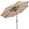 Giantex 9ft/10ft Outdoor Patio umbrella with Solar Lights, Table Market Umbrella with Crank and Push-button Tilt System, Solar LED Lighted Patio Umbrella for Backyard Deck Pool Beach Beige 26 61IqLyxc8qL