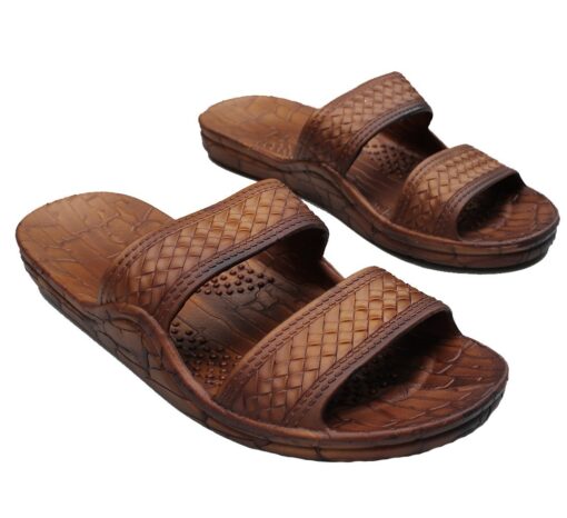 IMPERIAL SANDALS HAWAII Women Double Strap Jesus Style Hawaii Sandals, Unisex Sandal for Women Men and Teens 9 Brown