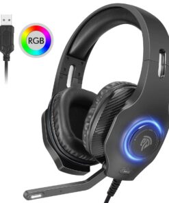 Gaming Headset, VIP002D USB Virtual 7.1 Gaming Headset RGB Dynamic Multicolor Lighting Adjustment for PC, PS4