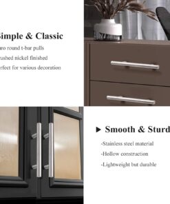Probrico 10 Pack|Euro Style T Bar Cabinet Pulls Stainless Steel Kitchen Handles Bathroom Cupboard Knobs 2.5 Inch Hole Centers,4 Inch Overall Length hole center 2-1/2" Brushed Nickel 19 61IrwlrEZLL