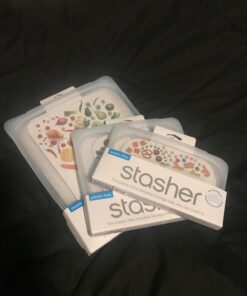 Stasher Reusable Silicone Storage Bag, Food Storage Container, Microwave and Dishwasher Safe, Leak-free, Sandwich, Clear Single 65 61Isvlz5L