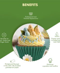 Regency Wraps Greaseproof Professional Grade Standard Baking Cups, Pack of 40, Green Solid 12 61IuPGwxxL