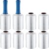8 Pcs Stretch Wrap Moving Supplies 5" x 1000 ft Plastic Wrap Roll with 2 Handles Clear Cling Wrap Shrink Film Self Adhering Shipping Wrap for Packaging Bounding Storing Pallet Furniture Glass 8 13 61IvkvCYMDL
