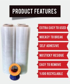 PofA Stretch Film Plastic Wrap - Clear, 18 In x 1200 Ft x 80 Gauge (20 Micron), 4 Roll with 1 Pair Hand Saver, Industrial Heavy Duty Shrink Wrap for Packing, Shipping, Pallet, Moving Supplies CLEAR - 4 ROLLS & HAND SAVER 11 61IxgOVJfZL