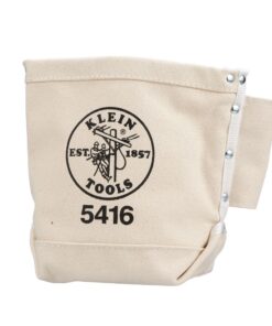 Klein Tools 5416 Tool Pouch, Small Tool Bag for Bolt Storage with Bull Pin Loops and Belt Strap Connect, 5 x 10 x 9-Inch 1 Count (Pack of 1) 12 61Ixmj8u0S