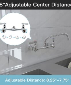 Kitchen Faucet Wall Mount Commercial Sink Faucet Kitchen Utility Laundry 8 Inch Swivel Spout 2 Dual Handle Restaurant Chrome Mixer Tap 18 61Izlz6BUvL