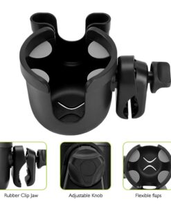 Accmor Stroller Cup Holder with Phone Holder, Bike Cup Holder, Cup Holder for Uppababy Stroller, 2-in-1 Universal Cup Phone Holder for Stroller, Bike, Wheelchair, Walker, Scooter, Black A-Black 22 61J AjOfjQL