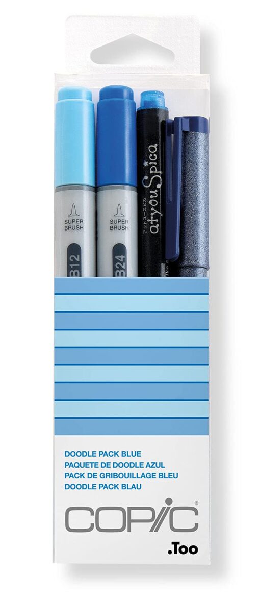 Copic Paint Markers, 4-Pieces, Blue, 4 Count Medium,Fine