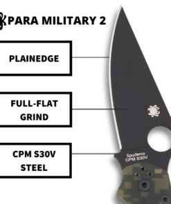 Spyderco Para Military 2 Signature Camo Knife with 3.42" CPM S30V Black Steel Blade and Durable G-10 Handle - PlainEdge - C81GPCMOBK2 33 61J1YhbuM8L