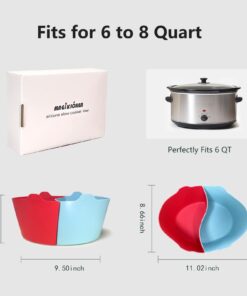 Alternative view of Magikichen 6 Quart Oval Silicone Slow Cooker Liners,For Crockpot Liners,Reusable Crock pot Divider Insert,BPA-Free, Dishwasher Safe Blue+Red