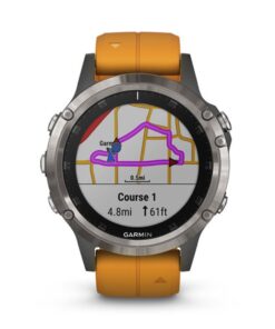 Garmin fenix 5 Plus, Premium Multisport GPS Smartwatch, Features Color Topo Maps, Heart Rate Monitoring, Music and Contactless Payment, Titanium with Orange Band 23 61J4WSdD4gL