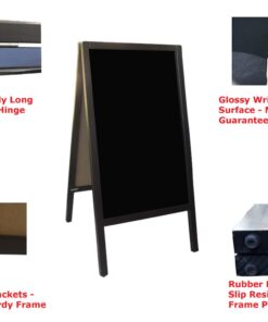 Tektrum Large Sturdy Advertising Double-Side Sidewalk A-Frame Dark Wood Sandwich Sign Board 20"x40", Free Standing, Easy Erase Writing Surface, for Shops Pubs Restaurants - Liquid Chalk Use 10 61J4meXxhL