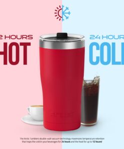 Arctic Tumblers | 30 oz Matte Red Insulated Tumbler with Straw & Cleaner - Retains Temperature up to 24hrs - Non-Spill Splash Proof Lid, Double Wall Vacuum Technology, BPA Free & Built to Last 30 oz Tumbler Matte Red Powder Coat 13 61J5p7VunXL 3
